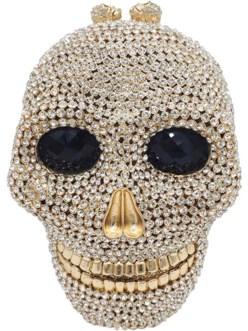 Women's Skull Crystal Clutch Purse Rhinestone Evening Handbags Gold Silver